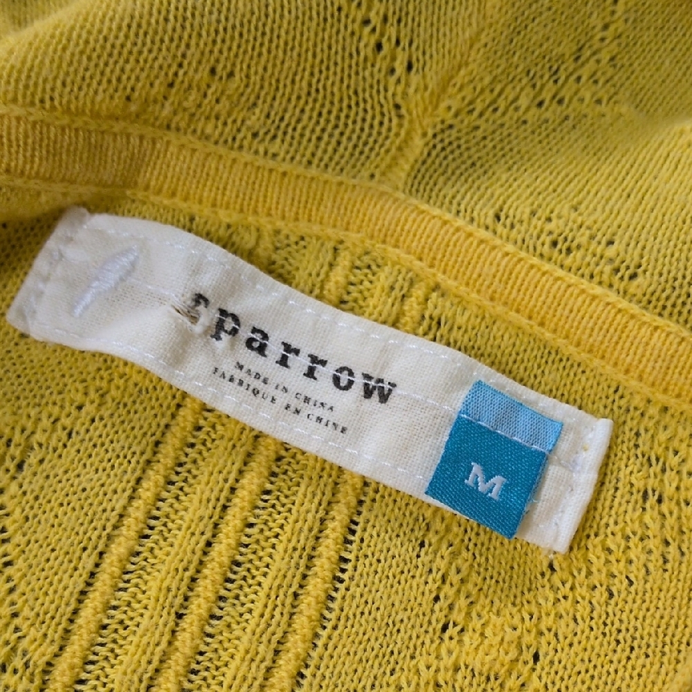 ANTHRO I Yellow Lightweight Knit Hooded Open Cardigan Sweater by Sparrow, M - Picture 5 of 12